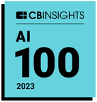 Turquoise and black CB Insights Logo for AI Top 100 2023