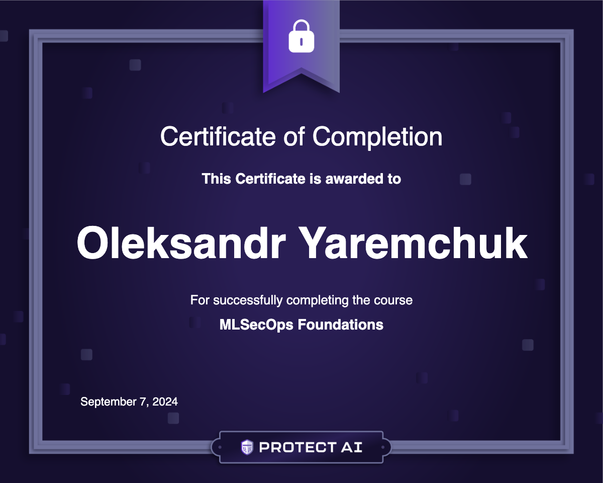 MLSecOps Foundations Certificate