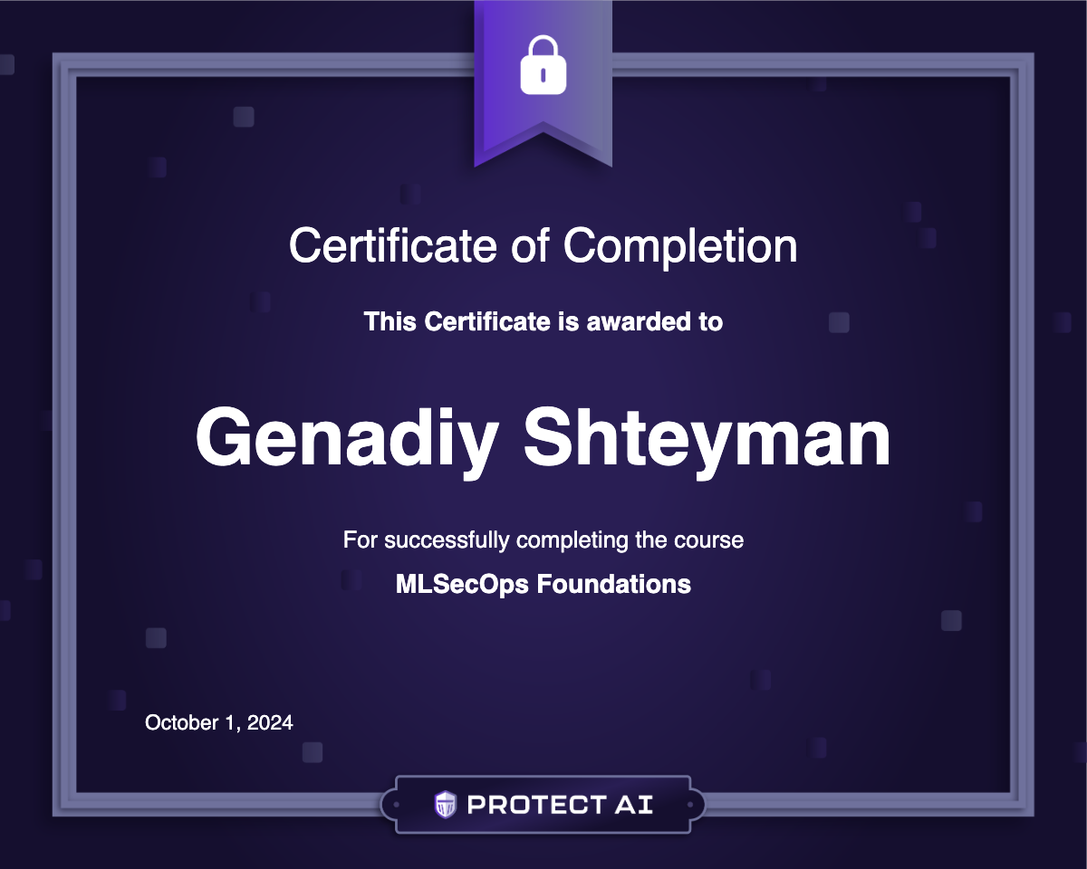 MLSecOps Foundations Certificate